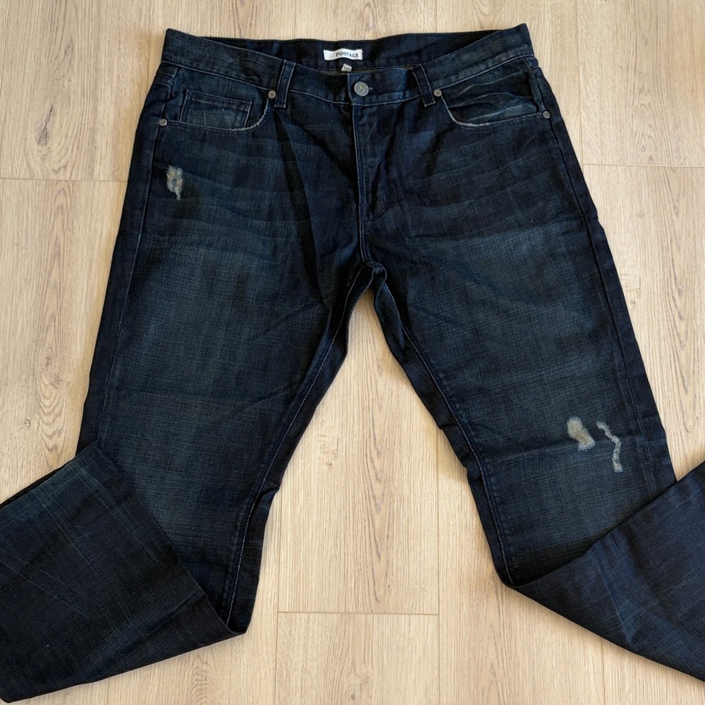 Mens Dark Blue Straight Jeans - Classic Straight Leg